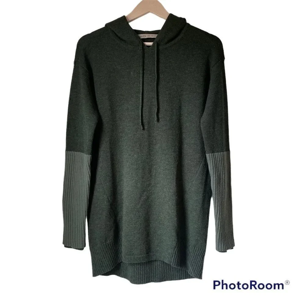 Athleta Nopa Hooded Wool Sweater in Jasper Green - Picture 2 of 12